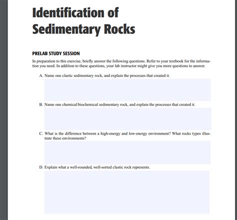 Solved Identification Of Sedimentary Rocks PRELAB STUDY Chegg