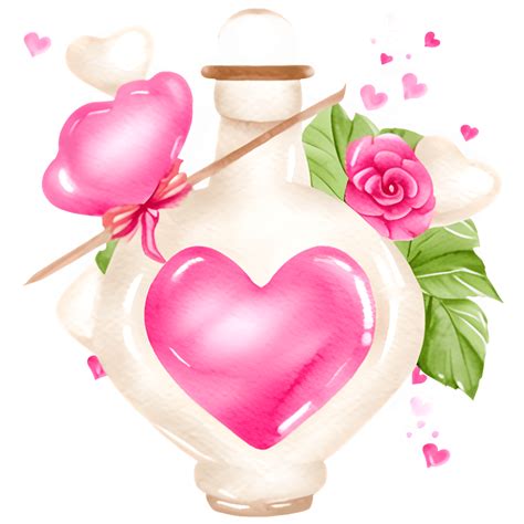 Valentine Love Potion Watercolor Graphic · Creative Fabrica