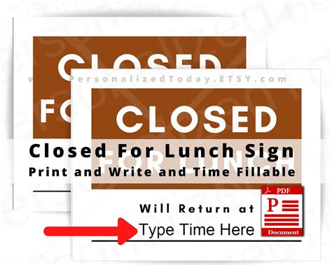 Closed For Lunch Sign Printable Printable And Enjoyable Learning