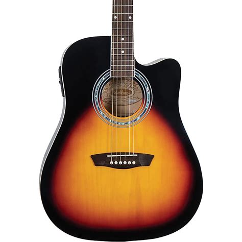 Washburn WA90CE Dreadnought Acoustic Electric Guitar Vintage Tobacco Sunburst | Music123