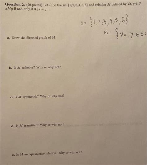 Solved Question 2 20 Points Let S Be The Set