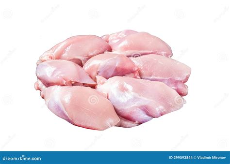 Boneless And Skinless Raw Chicken Leg Thigh Fillet Isolated White