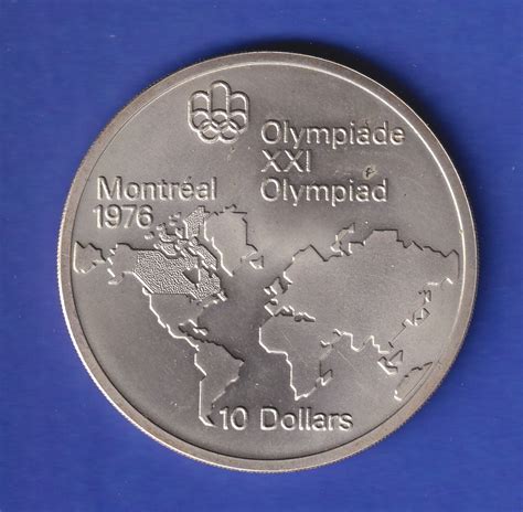 Kanada Silberm Nze Olympische Spiele Montreal Dollar Weltkarte