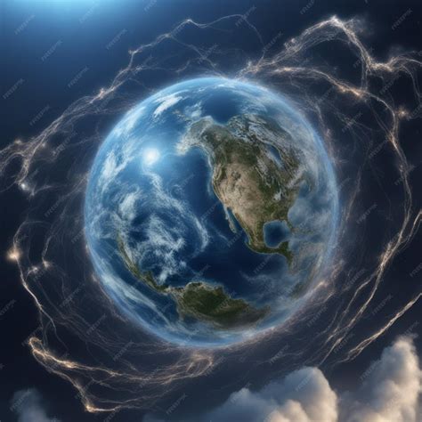 Premium AI Image | planet earth with earthquakes and hurricanes scary scene