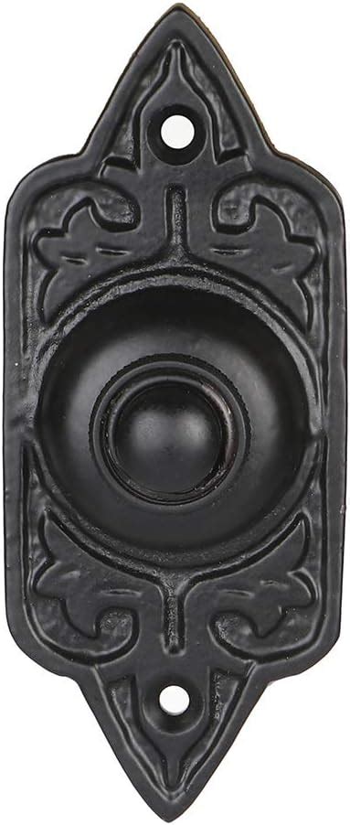 Wired Iron Doorbell Chime Push Button In Black Powder Coat Finish Vintage Decorative Door Bell