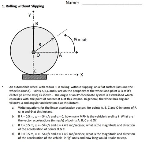 Solved Name: 1. Rolling without slipping An automobile wheel | Chegg.com