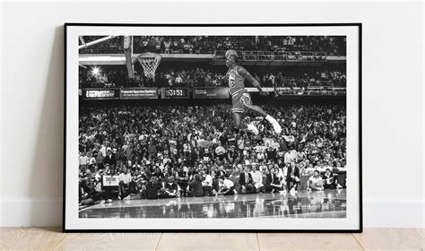 Michael Jordan Basketball Photo Poster Michael Jordan Dunk Etsy