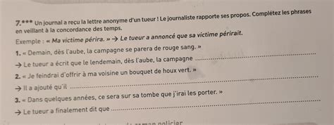 qui pourrait m aider pour mon exercice de francais sil vous plaît c est