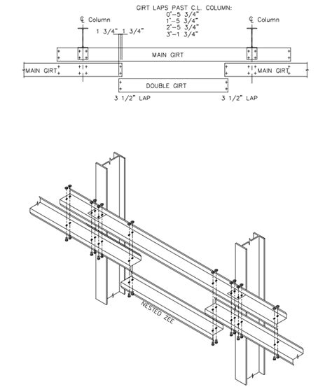 Welded Clip Interior Bay With Nested Zee Girt Structural Drawing Structures Girds