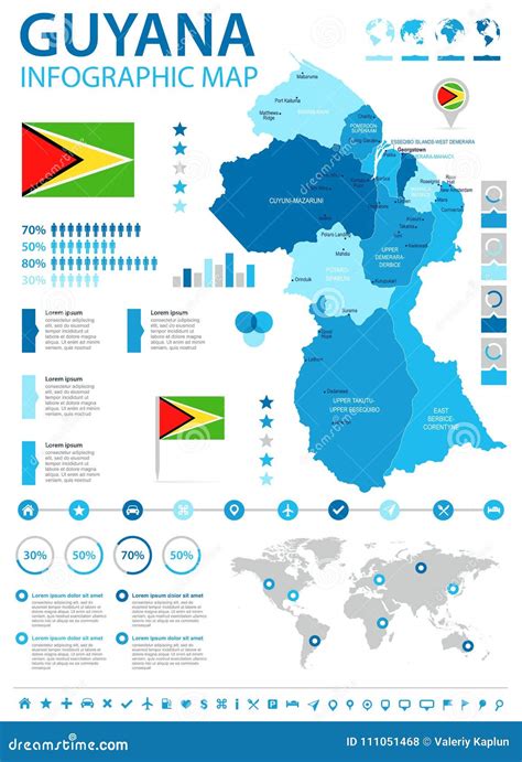 圭亚那 Infographic地图和旗子 详细的传染媒介例证 库存例证 插画 包括有 图标 国界的 111051468