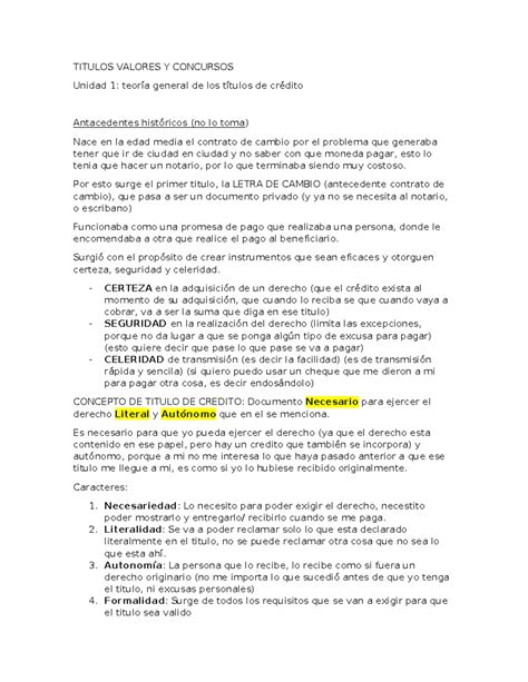 Titulos Y Concursos Titulos Valores Y Concursos Unidad Teor A