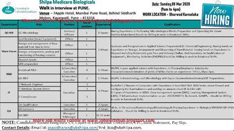 Shilpa Medicare Walk Ins For Multiple Positions Qc Qa