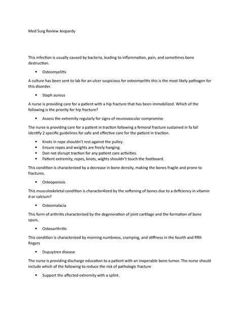 Nursing Jeopardy Great Practice Questions Med Surg Review Jeopardy