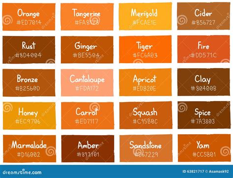 Orange Tone Color Shade Background with Code and Name Stock Vector - Illustration of abstract ...