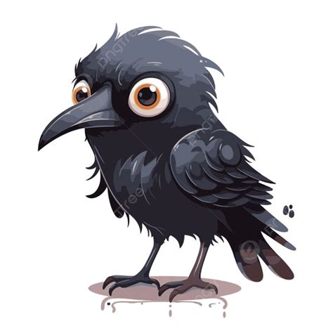 Cute Crow Vector Sticker Clipart Cartoon Illustration