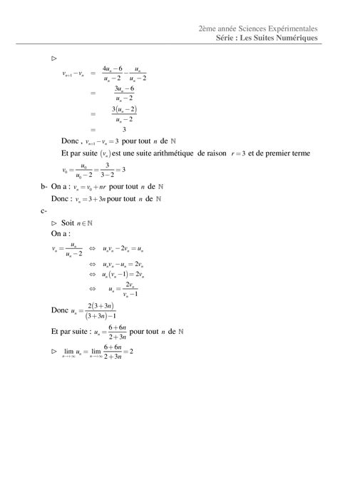 Suites Numériques Corrigé Série Dexercices 1 Alloschool