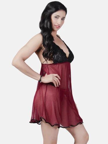 Hot Net Honeymoon Wine Babydoll Bikini Night Dress K4kw At Rs 599 00