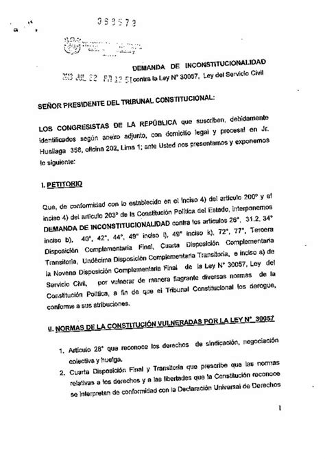 PDF Demanda De Inconstitucionalidad De La Ley Del Servicio Civil