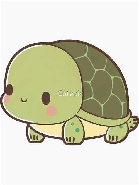 Turtle Cute Kawaii Chibi Cartoon Hand Drawn Illustration Sticker For