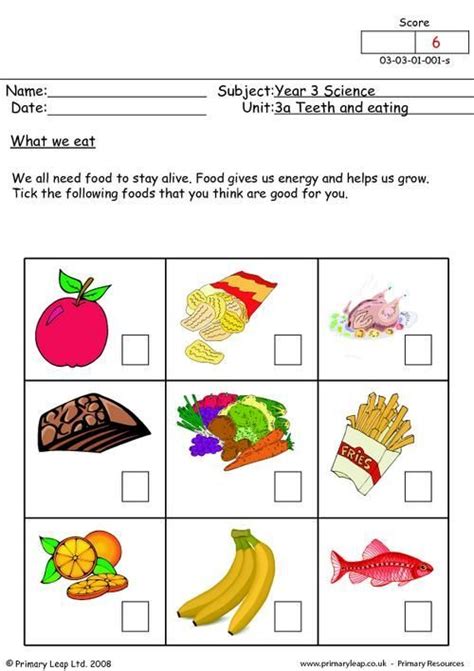 Worksheets On Healthy Eating Healthy And Unhealthy Food 1st Grade