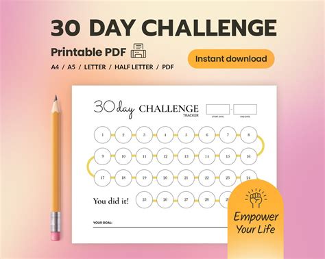 30 Day Tracker Printable Template 30 Day Prettytracker Month Checklist Printable Tracker