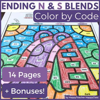 Final Blends Color By Code Worksheets For St Grade Nd Ng Nk Nt Sk Sp St