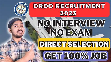 Drdo Recruitment Direct Selection No Fess No Interview Jobs