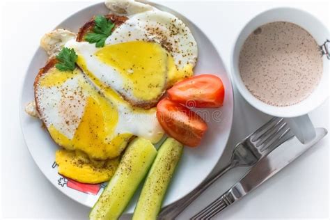 Breakfast And Coffee With Milk Stock Image Image Of Eating Bread