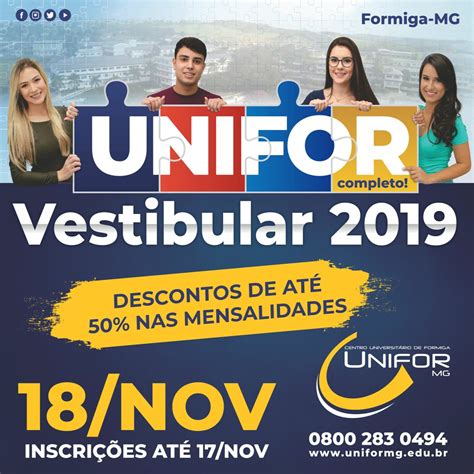 PROVAS DO VESTIBULAR 2020 SERÃO APLICADAS EM OUTUBRO UNIFOR MG