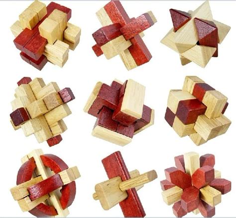 Pcs Lot Oak Wood Puzzle Toys Classic Iq D Wooden Interlocking Burr