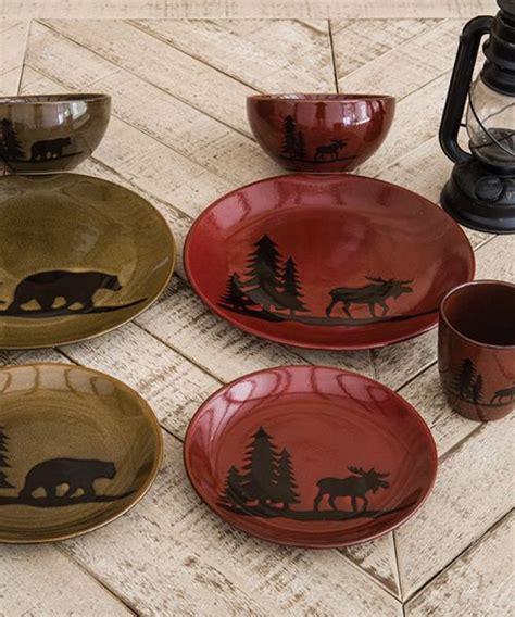 Forest Bear Pottery Rustic Dinnerware Set Rustic Dinnerware