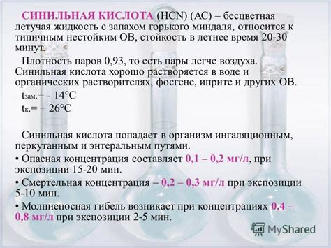 Презентация на тему: "Отравление цианидами. Синильная кислота является ...
