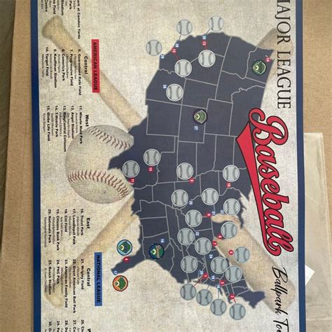 Pro Baseball Stadium Scratch Off Tour Map Ballpark Stadium Tracker Checklist Baseball Stadium