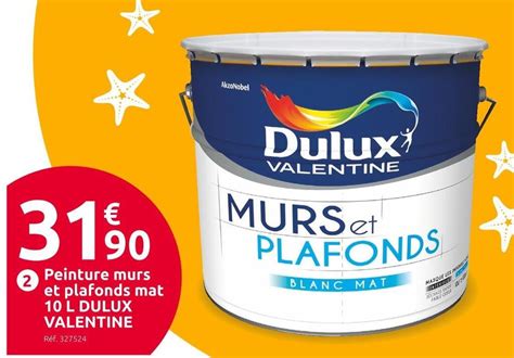 Promo Dulux Valentine Peinture Murs Et Plafonds Blanc Mat 10 L Chez Mr