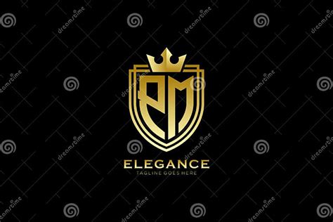 Initial Pm Elegant Luxury Monogram Logo Or Badge Template With Scrolls