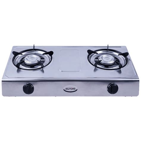 Ailyons Gs017 Gas Stove Stainless Steel Double Burner