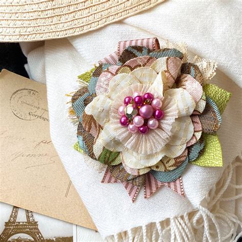 Fabric Flower Brooch Textile Pin Unique Jewelry Coat Pin | Etsy ...
