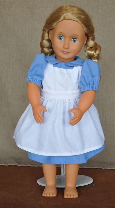 Adorable Blue Dress With White Pinafore Apron For 18 Dolls Fits