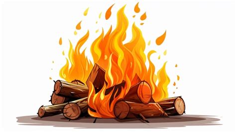 Premium Vector | A drawing of logs with a fire in it