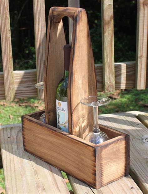 Diy Reclaimed Wood Wine Bottle And Glass Caddy Diy Projects For