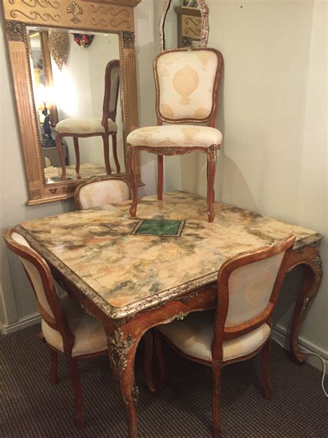 Stunning Italian Style Dining Table And Four Beautifully Upholstered