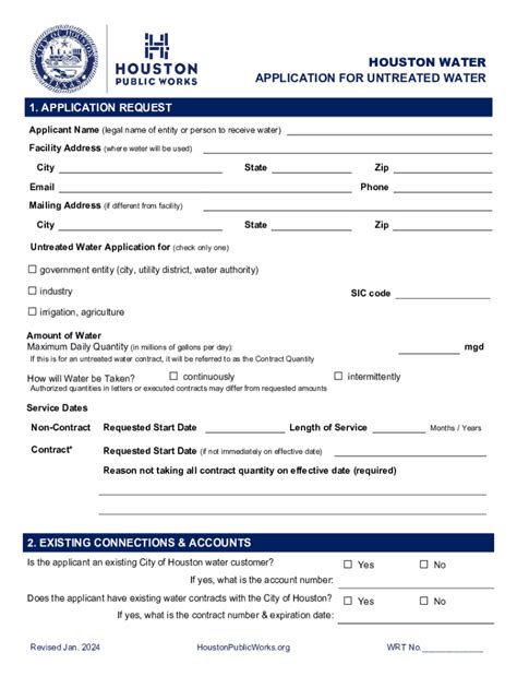 Fillable Online Untreated Water Application Fax Email Print Pdffiller