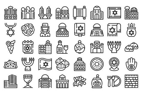 Israel Icons Set Outline Vector Graphic By Ylivdesign Creative Fabrica