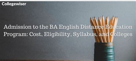 Admission To The Ba English Distance Education Program Cost