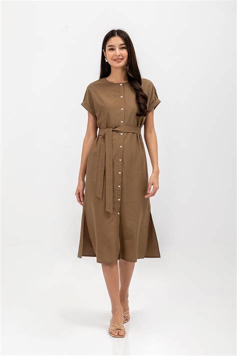 Lyna Buttondown Midi Dress Shopperboard