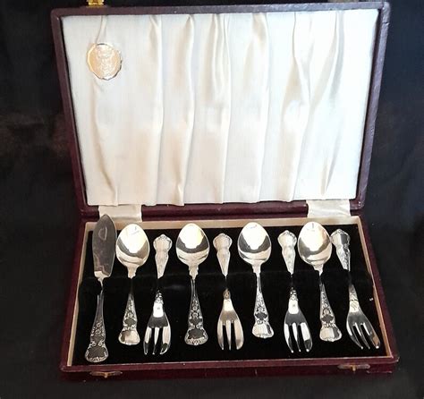 Vintage Rodd Boxed Camille Silver Plated X Cake Forks X Coffee