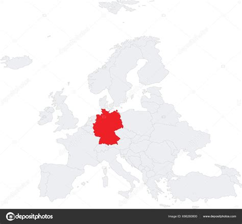 Red Cmyk National Map Germany Gray Blank Political Map European Stock