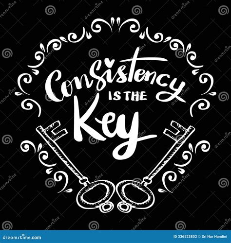 Consistency is the Key. Hand Drawn Motivation Lettering. Inspirational