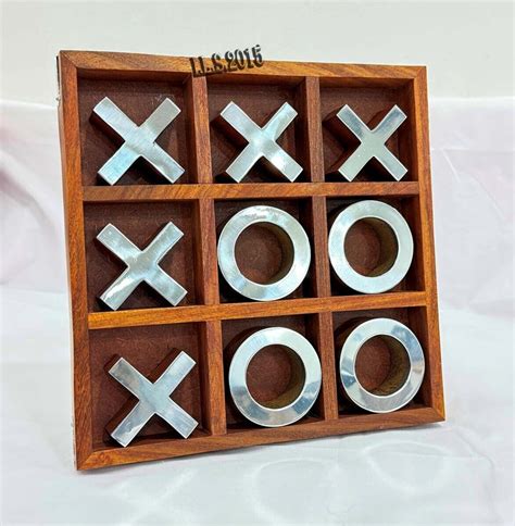 Brown Wooden Tic Tac Toe Noughts And Crosses Game Handmade Organic