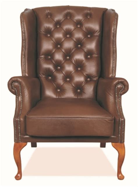 Casa Padrino Chesterfield Fauteuil à Oreilles en Cuir Véritable Brun 80